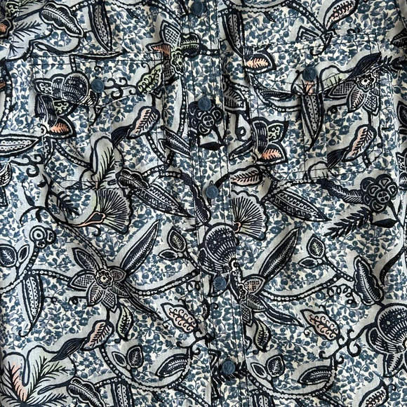 Tory‎ Burch Women’s Blue Printed Cotton Collared Long Sleeve Button Down Top - Picture 13 of 13